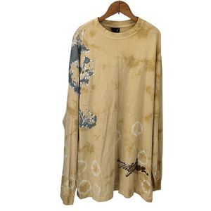 Miskeen Originals Mens Long Sleeve Shirt 2XL Tie Dye Yellow 100% Cotton